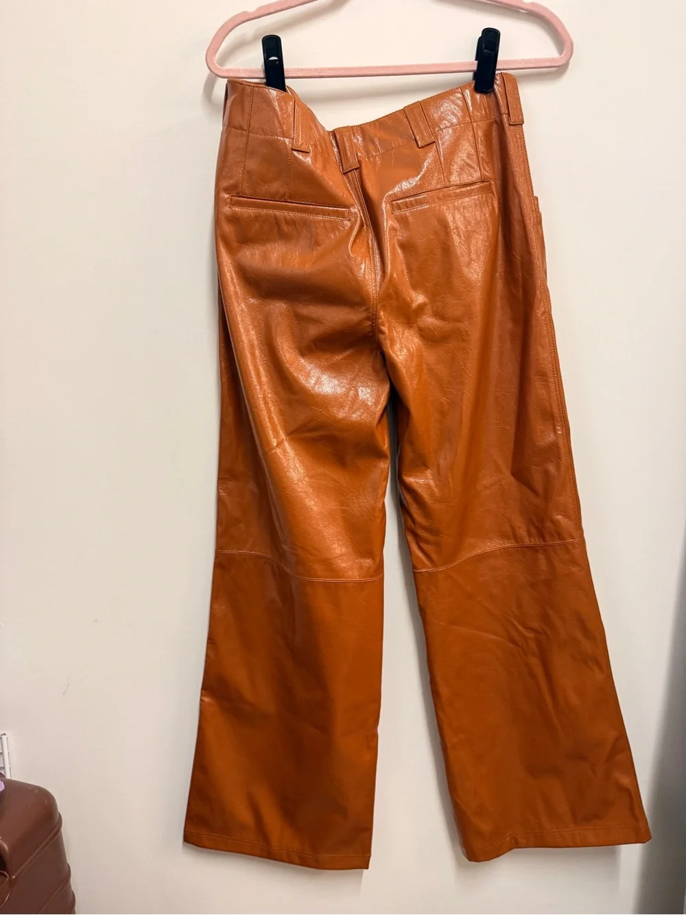 Free People Rust Orange Faux-Leather Straight-Leg Pants